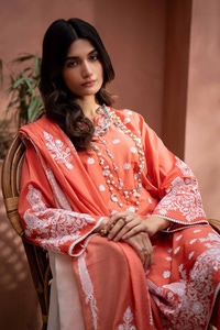 3 Piece Embroidered Lawn Unstitched Suit with Embroidered Printed Denting Lawn Dupatta DN-42020