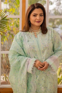 3 Piece Embroidered Printed Lawn Unstitched Suit with Embroidered Printed Denting Lawn Dupatta DN-42022