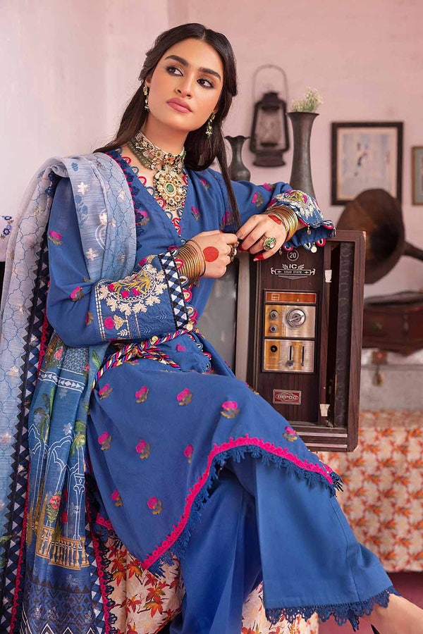 3 Piece Embroidered Unstitched Jacquard Shirt with Digital Printed Jacquard Dupatta FE-32039