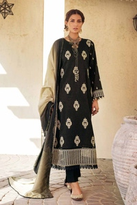 3 Piece Embroidered Khaddar Unstitched Suit with Printed Khaddar Jacquard Dupatta MJ-32077