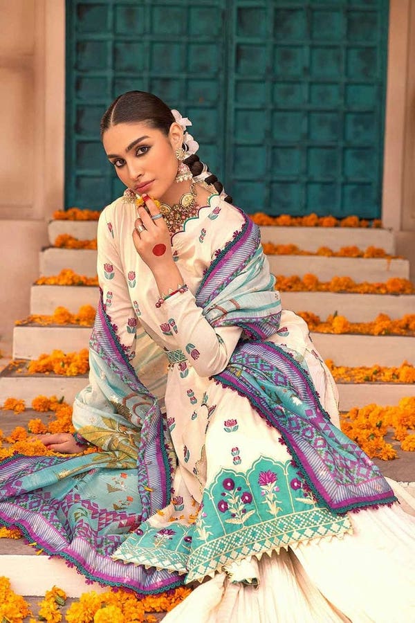 3 Piece Embroidered Unstitched Jacquard Shirt with Digital Printed Jacquard Dupatta and Inner FE-32036