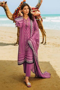 3 Piece Printed Corduroy Unstitched Suit with Cotton Net Dupatta CD-32001 A