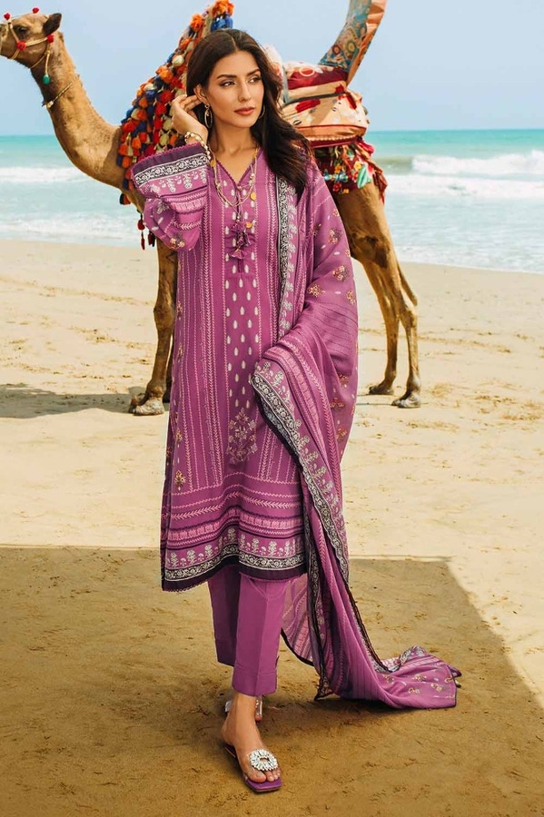 3 Piece Printed Corduroy Unstitched Suit with Cotton Net Dupatta CD-32001 A