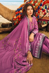 3 Piece Printed Corduroy Unstitched Suit with Cotton Net Dupatta CD-32001 A