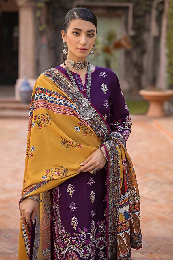 3 Piece Embroidered Khaddar Unstitched Suit with Digital Printed Pashmina Shawl AP-32049