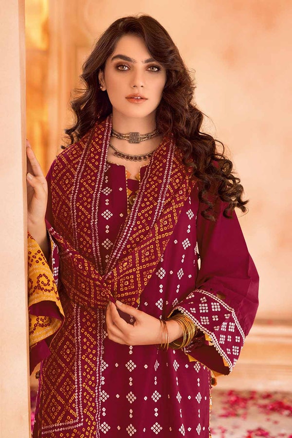 3 Piece Embroidered Chunri Lawn Unstitched Suit CL-32166