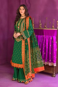 3 Piece Embroidered Chunri Lawn Unstitched Suit With Chiffon Gold and Lacquer Printed Dupatta BM-32015