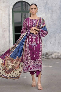 3 Piece Embroidered Khaddar Unstitched Suit with Digital Twill Zari Shawl AP-32013