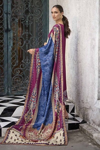 3 Piece Embroidered Khaddar Unstitched Suit with Digital Twill Zari Shawl AP-32013