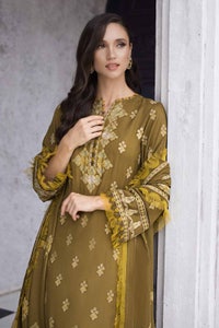 3 Piece Embroidered Pashmina Unstitched Suit with Embroidered Pashmina Shawl AP-32073