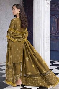 3 Piece Embroidered Pashmina Unstitched Suit with Embroidered Pashmina Shawl AP-32073