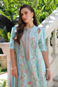 3 Piece Unstitched Embroidered Lawn Suit with Embroidered Chiffon Dupatta PM-52019