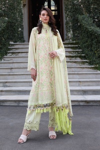 3 Piece Unstitched Embroidered Swiss Voile Suit with Embroidered Chiffon Dupatta LSV-52026
