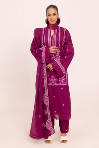 3 Piece Unstithed Embroidered Lawn Suit with Embroidered Denting Lawn Dupatta DN-52014