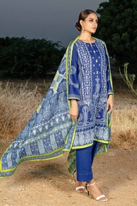 3 Piece Digital Printed Embroidered Corduroy Unstitched Suit with Digital Printed Cotton Net Dupatta CD-32009