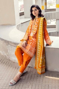 3 Piece Embroidered Cambric Unstitched Suit with Printed Lawn Dupatta CBE-32009