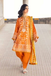3 Piece Embroidered Cambric Unstitched Suit with Printed Lawn Dupatta CBE-32009