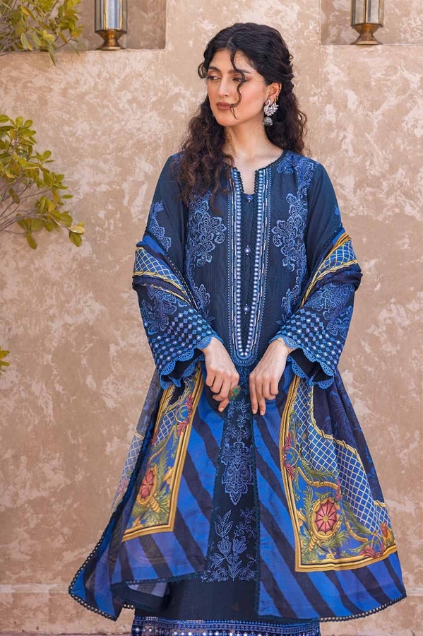 3 Piece Embroidered Khaddar Unstitched Suit with Digital Printed Cotton Net Dupatta CN-32040