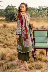 3 Piece Digital Printed Corduroy Unstitched Suit with Digital Printed Cotton Net Dupatta CD-32002