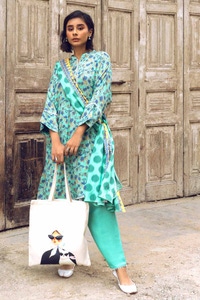 3 Piece Printed Dobby Linen Unstitched Suit LT-32022 B