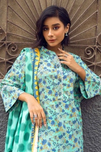 3 Piece Printed Dobby Linen Unstitched Suit LT-32022 B
