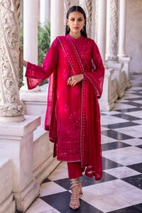 3 Piece Embroidered Chiffon Unstitched Suit with Embroidered Chiffon Dupatta FE-42047