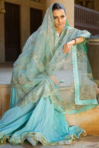 3 Piece Embroidered Paper Cotton Unstitched Suit with Embroidered Net Dupatta FE-42071