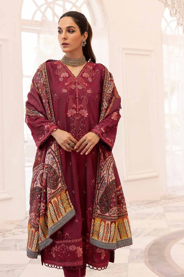 3 Piece Embroideredd Dobby Jacquard Unstitched Suit with Digital Printed Twill Zari Shawl AP-32014