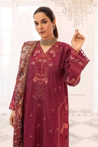 3 Piece Embroideredd Dobby Jacquard Unstitched Suit with Digital Printed Twill Zari Shawl AP-32014