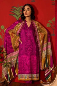 3 Piece Digital Printed Pashmina Unstitched Suit with Digital Printed Pashmina Shawl AP-32008
