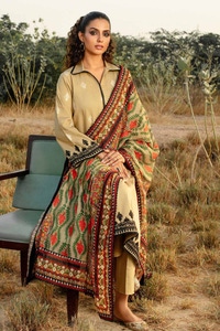 3 Piece Digital Printed Embroidered Corduroy Unstitched Suit with Digital Printed Cotton Net Dupatta CD-32005