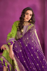 3 Piece Embroidered Chunri Lawn Unstitched Suit With Chiffon Gold and Lacquer Printed Dupatta BM-32011