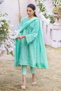 3 Piece Foil Embroidered Lawn Unstitched Suit with Zari Dupatta CK-32007