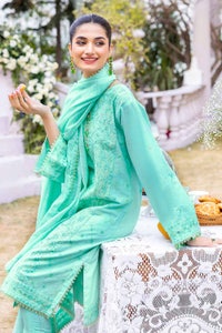 3 Piece Foil Embroidered Lawn Unstitched Suit with Zari Dupatta CK-32007