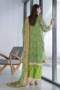 3 Piece Embroidered Digital Printed Cotton Net Unstitched Suit with Digital Printed Silk Dupatta with Lace SSM-32031