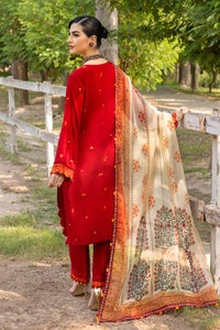 3 Piece Embroidered Silk Unstitched Suit with Digital Printed Silk Dupatta SSM-32035