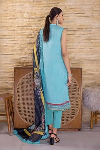 3 Piece Digital Printed Cambric Unstitched Suit with Stripe Chiffon Dupatta ST-32016