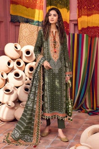 3 Piece Chunri Lawn Unstitched Gold Printed Suit CL-32180 B