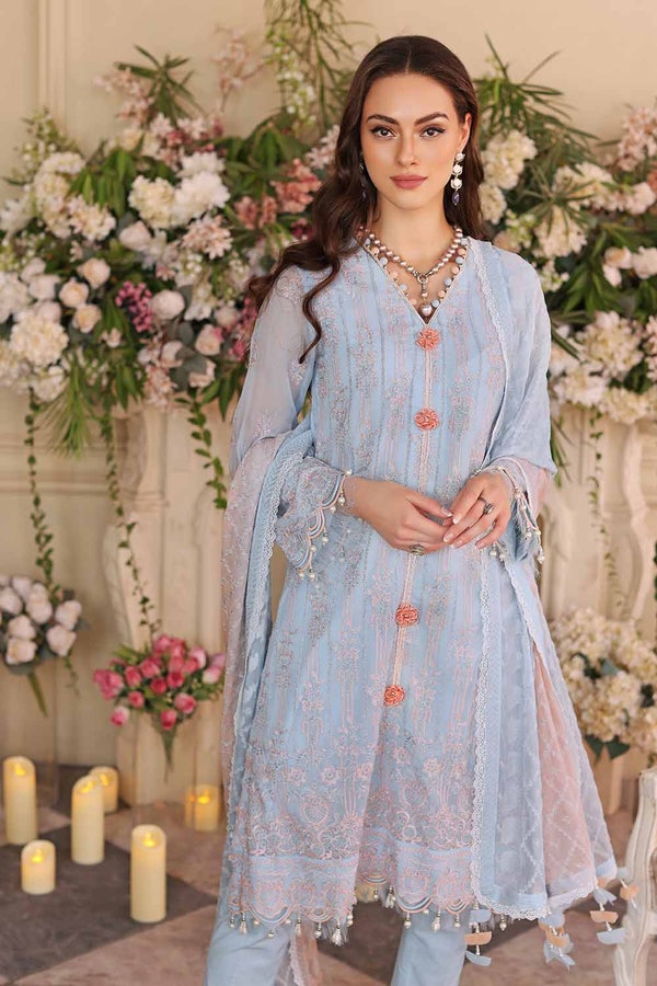3 Piece Embriodered Chiffon Unstitched Suit LE-32003