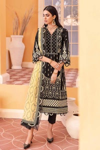 3 Piece Embroidered Lawn Unstitched Suit With Embroidered Net Dupatta PM-22004