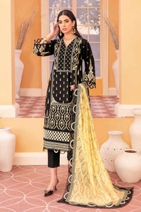 3 Piece Embroidered Lawn Unstitched Suit With Embroidered Net Dupatta PM-22004