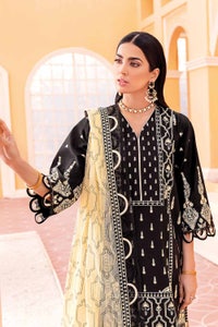 3 Piece Embroidered Lawn Unstitched Suit With Embroidered Net Dupatta PM-22004