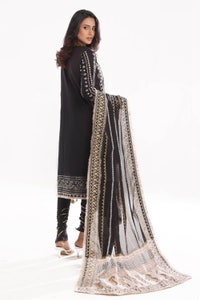 3 Piece Unstitched Zari Embroidered Lawn Suit with Gold Lacquer Printed Lawn Dupatta CL-52407