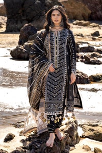 3 Piece Unstitched Zari Embroidered Lawn Suit with Gold Lacquer Printed Lawn Dupatta CL-52407