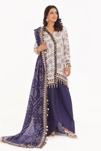 3 Piece Unstitched Gold Lacquer Printed Lawn Suit CL-52411 B