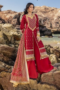 3 Piece Unstitched Embroidered Lawn Suit with Gold Lacquer Embroidered Printed Chiffon Dupatta BM-52018