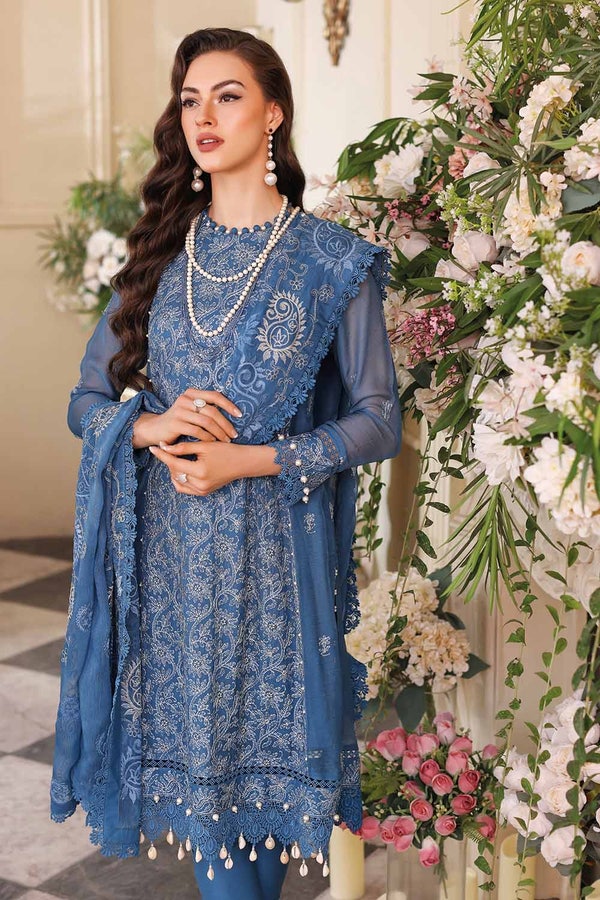 3 Piece Embriodered Chiffon Unstitched Suit LE-32011
