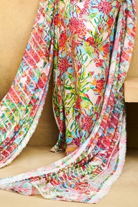 3 Piece Unstitched Printed Pure Bamboo Silk Suit with Printed Silk Dupatta BS-52003