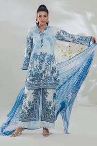 3 Piece Printed Cross Slub Suit IPSTD-44115