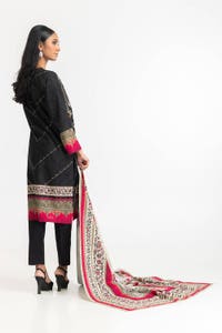3 Piece Khaddar Printed With Embroidered Suit IUSTKSD-334